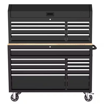 Modular Tool Storage 52 In. W Standard Duty Black Mobile Workbench Cabinet with 8-Drawer Top Tool Chest