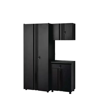 Regular Duty Welded 54.5 In. W X 75 In. H X 19.6 In. D 21-Gauge Steel 3-Piece Garage Storage System in Black