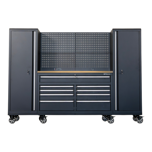 GTools USA 100-Inch Rolling Tool Chest Workstation with Bench Top & Side Cabinets