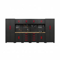 Garage Storage Cabinet System - 2 * 6-Pcs Workshop Set | with Steel Cabinet Drawers, Tool Chest, Workbench, Pegboard for Tool Organization