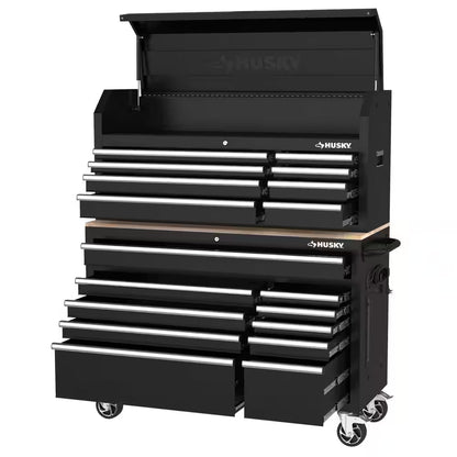 Modular Tool Storage 52 In. W Standard Duty Black Mobile Workbench Cabinet with 8-Drawer Top Tool Chest