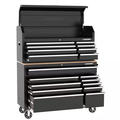 Modular Tool Storage 52 In. W Standard Duty Black Mobile Workbench Cabinet with 8-Drawer Top Tool Chest