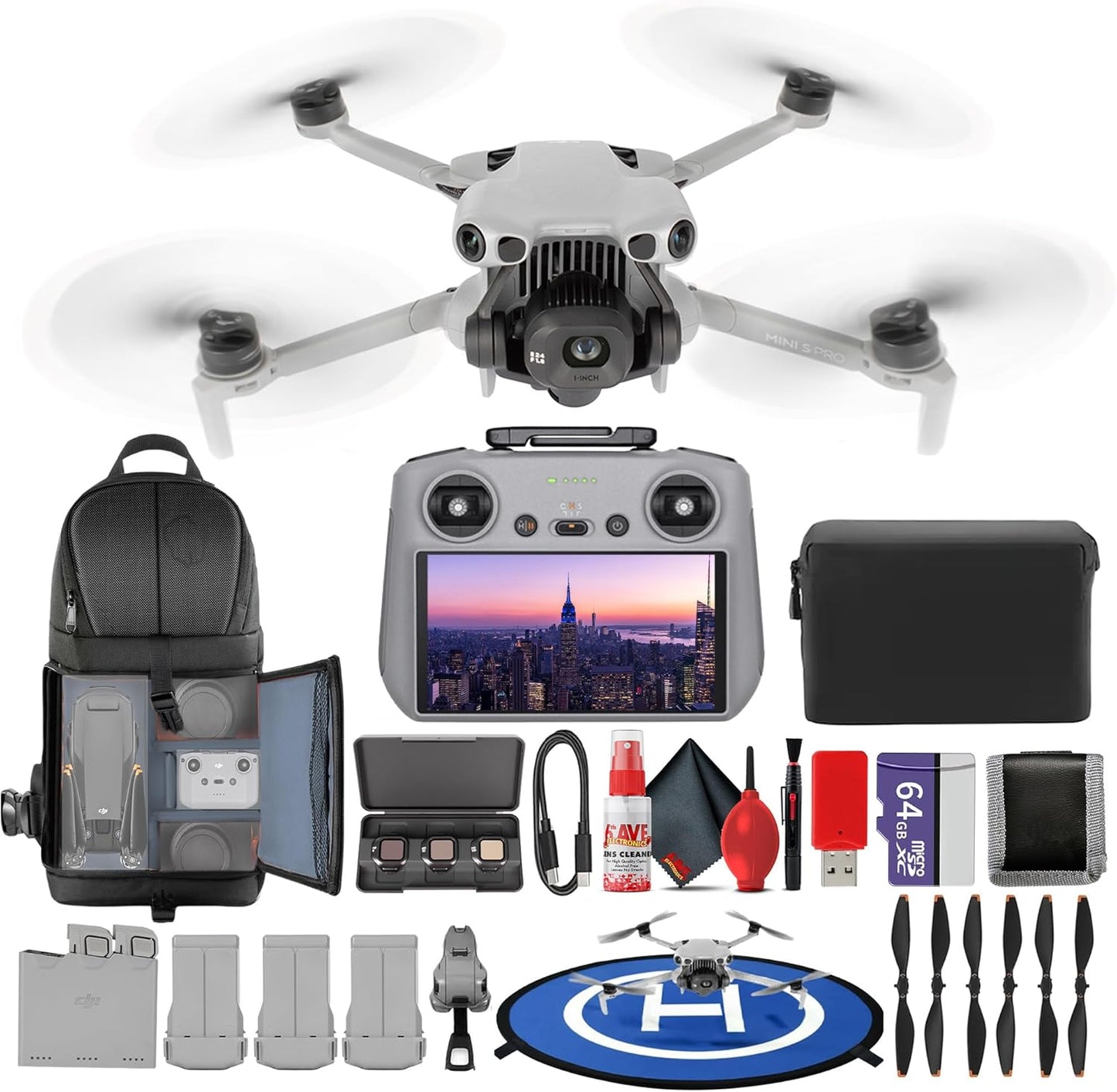 DJI Mini 5 Pro Drone RC2 Fly More Combo Lightweight Camera Aerial UAV Beginner Bundle | Extended Flight Smart Tracking Portable Photography Kit with 64GB Card + Landing Pad + More