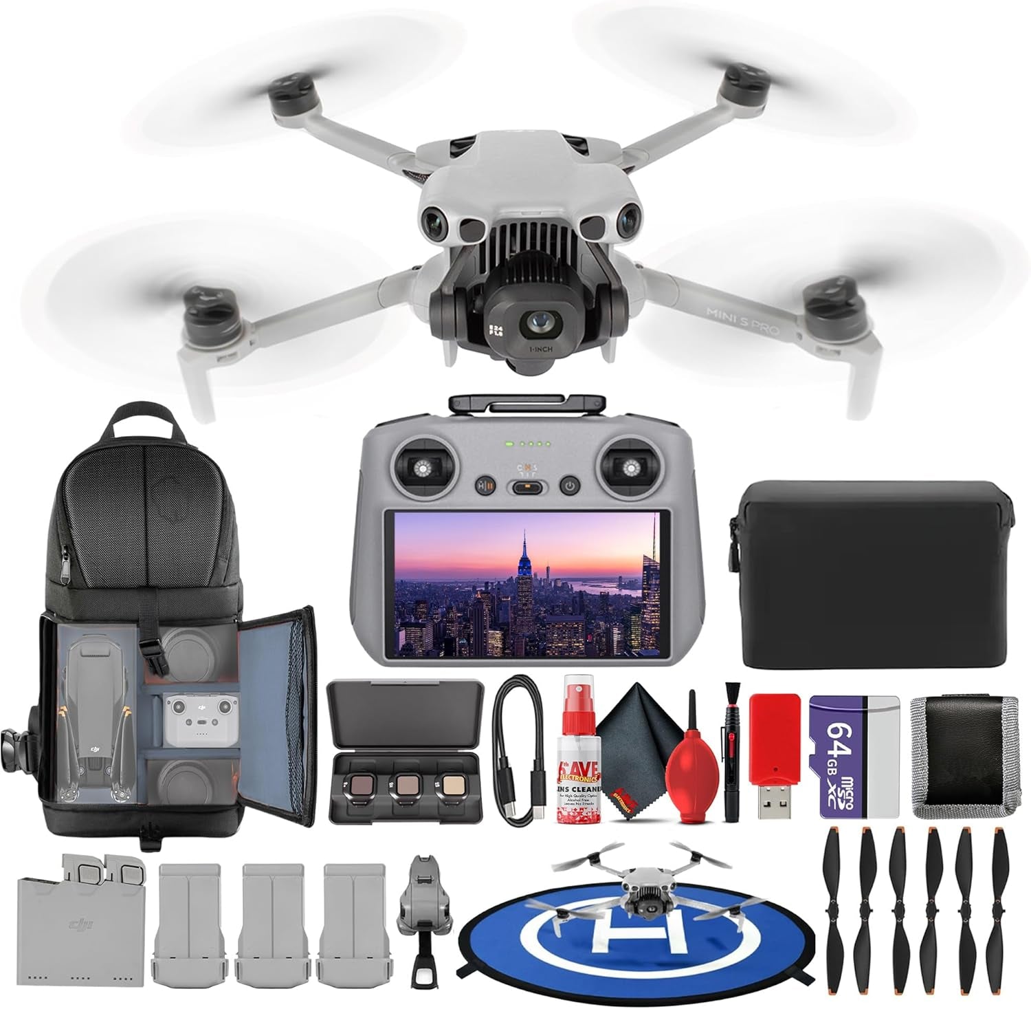 DJI Mini 5 Pro Drone RC2 Fly More Combo Lightweight Camera Aerial UAV Beginner Bundle | Extended Flight Smart Tracking Portable Photography Kit with 64GB Card + Landing Pad + More