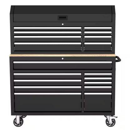 Modular Tool Storage 52 In. W Standard Duty Black Mobile Workbench Cabinet with 8-Drawer Top Tool Chest
