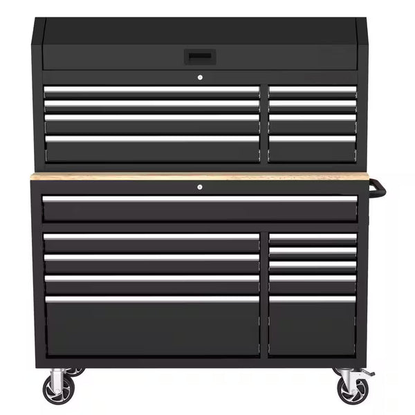 Modular Tool Storage 52 In. W Standard Duty Black Mobile Workbench Cabinet with 8-Drawer Top Tool Chest