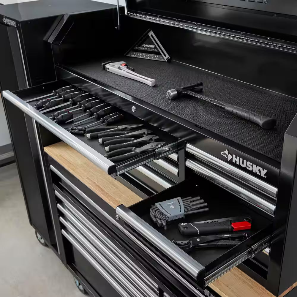 Modular Tool Storage 52 In. W Standard Duty Black Mobile Workbench Cabinet with 8-Drawer Top Tool Chest