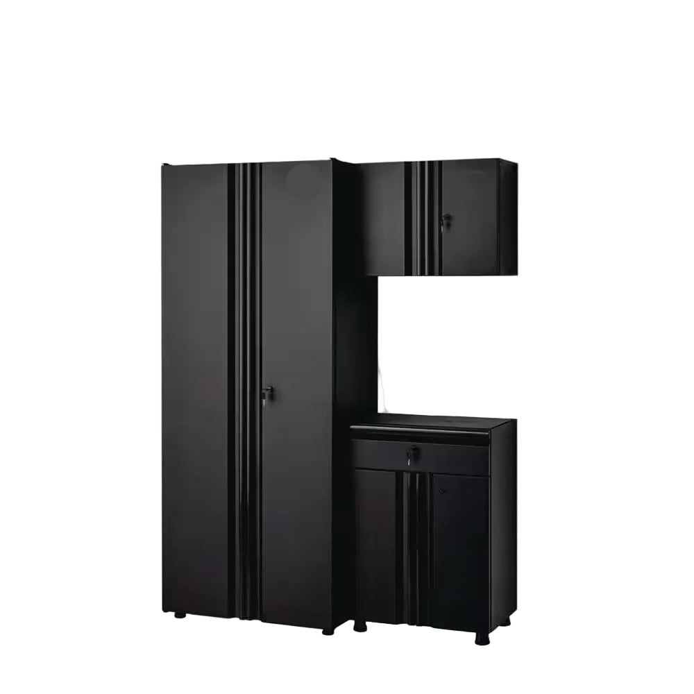 Regular Duty Welded 54.5 In. W X 75 In. H X 19.6 In. D 21-Gauge Steel 3-Piece Garage Storage System in Black