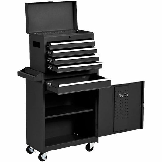 Lockable Rolling Garage Tool Cabinet with 5 Drawers