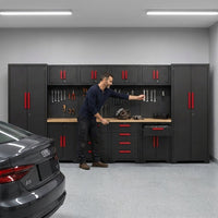 Garage Storage Cabinet System - 2 * 6-Pcs Workshop Set | with Steel Cabinet Drawers, Tool Chest, Workbench, Pegboard for Tool Organization — Lifestyle